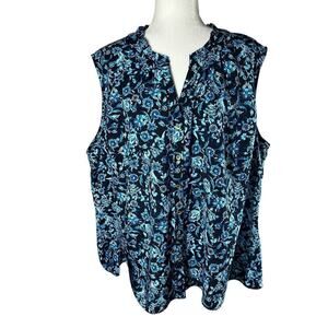 Jones New York Layering Piece Sleeveless Dark Floral Bouse Top Size 22W